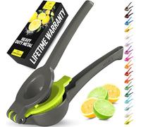Quality Metal Lemon Lime Squeezer - Manual Citrus Press Juicer (Gray and Lime Punch)