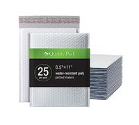 Quality Park Bubble Mailers, 8,5 x 11 buste di spedizione, buste imbottite in poliestere bianco resistente all'acqua, chiusura a striscia staccabile, 25/scatola (QUA85860)