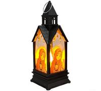 Qualoramall Castello LED Candela Lanterna Luna Hanging Light per Ramadan Decor Elettronico Flickering Plastica Outdoor Indoor Party Centrotavola Nero 7.2x7.2x18.5cm(B)