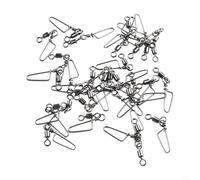 Qualoramall Confezione da 30 girelle da pesca con cuscinetti a sfera con chiusura a scatto, in acciaio inox, per acqua salata, acqua dolce, pesca a traina, jigging, spigola, aquilone volante nero (10)