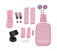 Qualoramall Cry-stal, coprivolante per auto di lusso, per auto, supporto per cellulare, tappetino per tazza, cintura, copertura per spalle, protezione decorativa per volante dell'auto, 21 pezzi (rosa)