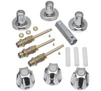 Qualoramall Kit di finiture per vasca da bagno e doccia per rubinetti a 3 maniglie in metallo cromato con steli e maniglie per ricostruzione sedili kit di ricambio per rinnovamento del bagno (set)