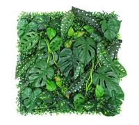 Qualoramall Pannelli da parete per piante artificiali, 50 x 50 cm, in plastica, per prato, decorazione floreale, quadrato, per giardino, siepe, recinzione per erba finta, schermo per la privacy (2)