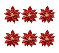 Qualoramall Portatovaglioli natalizi a forma di fiore, 6 pezzi, con fibbia per tovaglioli, in lega, con strass scintillanti, per feste, matrimoni, vacanze, pranzo, decorazioni da tavolo, 4 cm