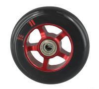 Qualoramall Ruote Pro Scooter da 100 mm con cuscinetti, mozzo in lega di alluminio, pneumatico in poliuretano ad alta elasticità, per skateboard estremo (rosso e nero)