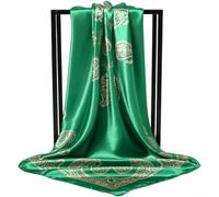 Qualoramall Sciarpa quadrata da donna in raso, 90 x 90 cm, stampa floreale, alla moda, leggera, morbida, accessorio per capelli per feste e viaggi (FH145-3#Green)