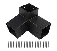 Qualoramall Set di staffe inclinate per pergola da tetto con viti per pali in legno da 10 x 10 cm, connettori in acciaio a 3 vie e unidirezionali per veranda, gazebo o cortile (destra 15°)