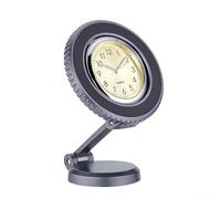 Qualoramall Supporto luminoso per telefono da auto, pieghevole, base in lega di alluminio, girevole a 360 gradi, supporto con orologio, per console cruscotto, adatto per tutti gli smartphone, nero