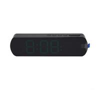 Qualoramall Sveglia digitale con display di temperatura e umidità, timer da tavolo rettangolare a LED, formato 12/24 ore, visualizzazione della data, per casa, ufficio, camera da letto, nero (B)