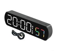 Qualoramall Sveglia digitale con display di temperatura e umidità, timer da tavolo rettangolare a LED, formato 12/24 ore, visualizzazione della data, per casa, ufficio, camera da letto, nero (A)