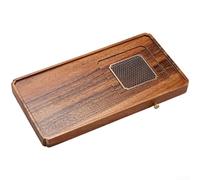 Qualoramall Vassoio da tè in legno massello di noce con doppio drenaggio e scomparto per l'acqua, per casa, ufficio o tè all'aperto, 22 x 22 x 4 cm, marrone (significato)