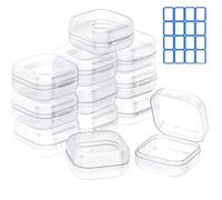Qualsen 12 Pack Quadrato Scatole Plastica con Coperchio, Piccole Scatole Plastica Trasparente, Scatoline Plastica per Perline, Gioielli, Tappi per le Orecchie, e più Piccoli Oggetti(3,5 x 3,5 x 1.8cm)