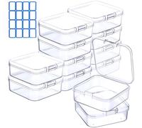 Qualsen 12 Pack Quadrato Scatole Plastica con Coperchio, Piccole Scatole Plastica Trasparente, Scatoline Plastica per Perline, Gioielli, Tappi per le Orecchie, e più Piccoli Oggetti (5,5 x 5,5 x 2 cm)