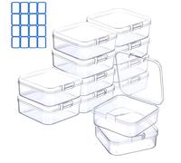 Qualsen 12 Pack Quadrato Scatole Plastica con Coperchio, Piccole Scatole Plastica Trasparente, Scatoline Plastica per Perline, Gioielli, Tappi per le Orecchie, e più Piccoli Oggetti (4,5 x 4,5 x 2 cm)