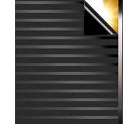 Qualsen Pellicola Oscurante vetri Finestre 44.3x200cm, Motivo a Righe Pellicola per Vetri finestre Nera Opaca Satinata Elettrostatica Autoadesiva Pellicola Privacy Finestre per Casa, Striscia Medie