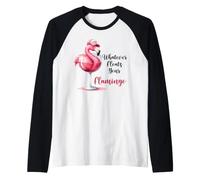Qualunque Cosa galleggia Il Tuo Design con Fenicottero Maglia con Maniche Raglan