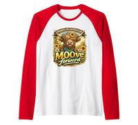 Qualunque Cosa la Vita Ti Getta Mooove Forward Highland Cow Maglia con Maniche Raglan