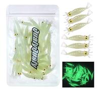 QualyQualy Esca Artificiale, Silicone Worm Luminoso, Esche da Pesca Morbide a Forma di Gamberetti Fluorescenti, Plastica (54 Pezzi)