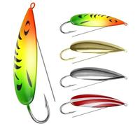 QualyQualy Esche da pesca a cucchiaino senza erbacce per acqua salata, pesciolino esca dura per scorfano, spigola, Tourt, luccio, 4 pezzi (Mixcolor-02-4Pack, 6,9 cm-2/198,4 g)