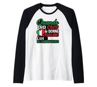 Quando Dio Creo Le Donne Italiane Bandiera Cuore Tipografia Maglia con Maniche Raglan