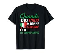 Quando Dio Creo Le Donne Italiane Bandiera Cuore Tipografia Maglietta