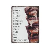 Quando la vita ti dà limoni, buttali via e chiedi cioccolato. Divertente poster da parete con scritta "Dolce fudge", targa in metallo, decorazione vintage, in alluminio, per giardino, ristorante, so