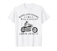Quando la Vita Ti Getta Una Curva magra Motociclista Moto Maglietta