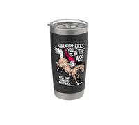 Quando la vita ti prende a calci Cowboy Sarcastica Motivazione Occidentale Bicchiere termico in acciaio inox doppia parete