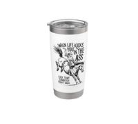 Quando la vita ti prende a calci Cowboy Sarcastica Motivazione Occidentale Bicchiere termico in acciaio inox doppia parete