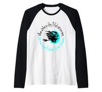 Quando Le Streghe Vanno a Cavallo Vicino a Halloween Aqua Text Maglia con Maniche Raglan
