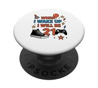 Quando mi sveglio avrò 21 anni, giocatore di ventuno anni PopSockets PopGrip Adesivo