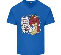 Quando Un Drago Sorride Fantasy RPG Maglietta In Cotone A V Per Uomo