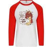 Quando Un Dragon Sorrisi Fantasia RPG Uomo L/S Baseball T-Shirt