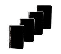 Quanerba Confezione da 4 quaderni tascabili a spirale, piccoli, formato A7, 7,6 x 12,7 cm, con rilegatura a spirale, per ufficio e scuola, 60 fogli/120 pagine, nero (7,6 x 12,7 cm)