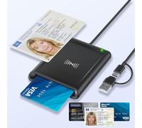 Quanlex USB USB-C Lettore CIE 3.0 Carta d’Identità Elettronica e Tessera Sanitaria, Lettore Smart Card NFC per DNI, Carte Bancarie, Compatibile Windows, Linux, Android, Cavo 95 cm