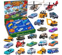 Quanquer Alloy Cars Advent Calendar 2025 for Kids - 24pcs Christmas' Gift Toy Cars Advent Calendar for 3 4 5 6 7 8 Year Old Boys Count-down Calendar