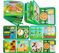 Quanquer Busy Book per Bambini Piccoli Farm Busy Board Giocattolo Montessori per Bambini di 1 2 3 4Anni Attività di Apprendimento Prescolare Giocattoli da Viaggio per Bambini Piccoli（Versione Inglese）