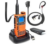 Quansheng UV-K5 (8) VHF UHF walkie talkie portatile FM NOAA UV-K6 Radio bidirezionale per esterni/magazzino e logistica/navigazione/produzione industriale (orange, Con auricolare rosso a forma di G)