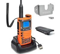Quansheng UV-K5 (8) VHF UHF walkie talkie portatile FM NOAA UV-K6 Radio bidirezionale per esterni/magazzino e logistica/navigazione/produzione industriale (orange, con supporto per radio)