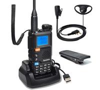 Quansheng UV5R Plus VHF UHF portatile Walkie Talkie FM NOAA Radio a due vie per studio/esterno/auto (con auricolare a forma di D)