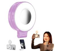 Quantifty 3-in-1 Magnetic Beauty Selfie Light for Phones, 3 Light Modes, 360° Rotatable Pocket LED Selfie Ring Fill Makeup Lights with Mirror, for Makeup/Selfies/Photography (Pink)