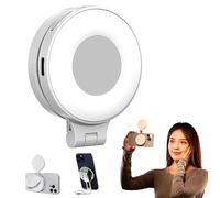 Quantifty 3-in-1 Magnetic Beauty Selfie Light for Phones, 3 Light Modes, 360° Rotatable Pocket LED Selfie Ring Fill Makeup Lights with Mirror, for Makeup/Selfies/Photography (White)