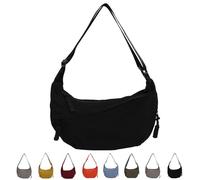 Quantifyn Crossbody Bag Adjustable Strap 3Braided Zipper Pockets Divider inside,Fashion Plain Color Nylon Crossbody Hobo Bag