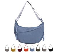 Quantifyn Crossbody Bag Adjustable Strap 3Braided Zipper Pockets Divider inside,Fashion Plain Color Nylon Crossbody Hobo Bag