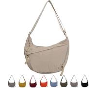 Quantifyn Crossbody Bag Adjustable Strap 3Braided Zipper Pockets Divider inside,Fashion Plain Color Nylon Crossbody Hobo Bag