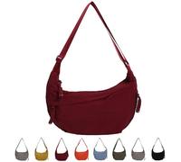 Quantifyn Crossbody Bag Adjustable Strap 3Braided Zipper Pockets Divider inside,Fashion Plain Color Nylon Crossbody Hobo Bag