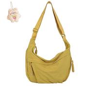 Quantifyn Crossbody Bag,Adjustable Strap, Divider Inside,Women'S Fashion Plain Color Nylon Crossbody Hobo Bag (yellow)