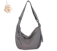 Quantifyn Crossbody Bag,Adjustable Strap, Divider Inside,Women'S Fashion Plain Color Nylon Crossbody Hobo Bag (gray)
