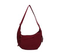 Quantifyn Crossbody Bag, Fashion Plain Color Nylon Crossbody Hobo Bag, 3Braided Zipper Pockets Divider inside, Adjustable Strap (Red)