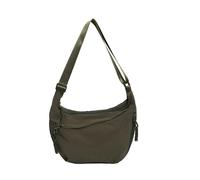 Quantifyn Crossbody Bag, Fashion Plain Color Nylon Crossbody Hobo Bag, 3Braided Zipper Pockets Divider inside, Adjustable Strap (Green)